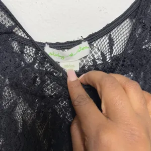 Anthropologie Sleeping on Stars Women Crochet Lace Top‎ Black Fringe Western thumbnail 5