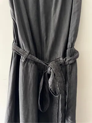 Cloth & Stone Anthropologie Charcoal Gray Sleeveless Fray Hem Belt Tie Jumpsuit‎ thumbnail 5