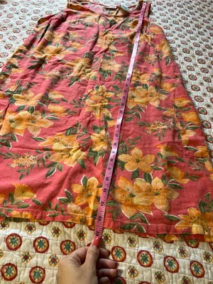 Vintage 90s Tropical Flower Hawaiian Linen Midi Dress size medium/large thumbnail 7
