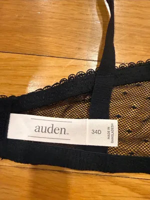 Auden black lace unlined balconette coverage underwire bra size 34D. thumbnail 6