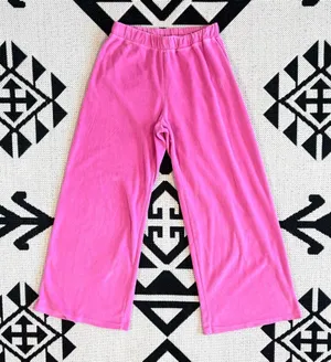 Lonely Ghost Y2K Pink Velour Rhinestone Wide Leg Tracksuit Pants Medium thumbnail 2