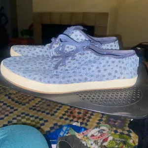 Toms Shoes Womens 8 Paseo Casual Lace Up Sneakers 10012995 Blue White Fabric thumbnail 4