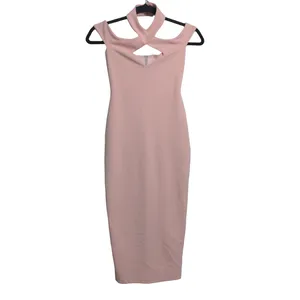 Nookie Hollywood Midi Dress Blush Pink Off the Shoulder Cutout Choker XS New thumbnail 3