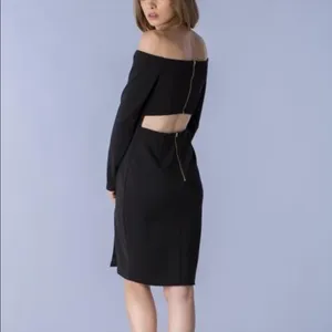 Do + Be Black Shoulder Cocktail Dress Cutout Back Medium LBD thumbnail 2