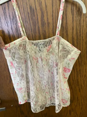 Wet Seal Floral Sheer Lace Tank Boho Hippie Beach Summer M thumbnail 9