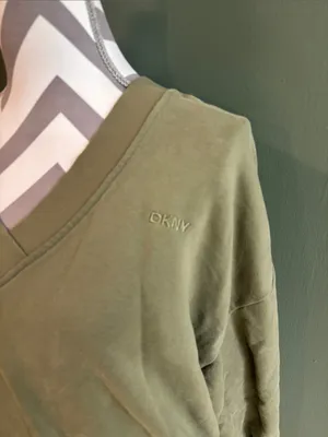 DKNY Olive Green V-Neck Sweater thumbnail 2