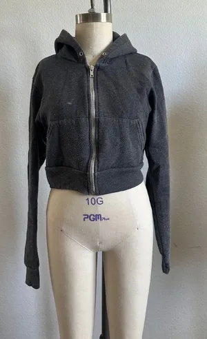 American Apparel Cropped Zip Hoodie Gray XS thumbnail 1