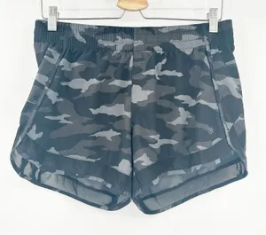 Athleta Womens Camo Printed‎ Mesh Racer Run Shorts Sporty Athletic Black Size M thumbnail 1