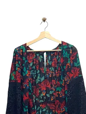 Torrid Long Line Duster Cardigan Green Size 1X Floral Spring Bohemian Coastal thumbnail 6
