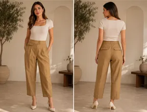 J.Crew Pleated High-Rise Khaki Crop Pants Pink Trim Size 4 Style AJ438 thumbnail 2