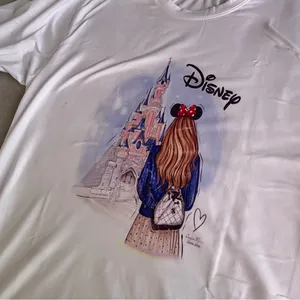 Disney White T-Shirt with Castle and Character Design thumbnail 1