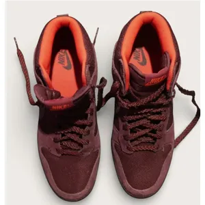 Nike Dunk High Women's Suede Burgundy Wine Orange Lined Sneakers‎ Size 9 thumbnail 6