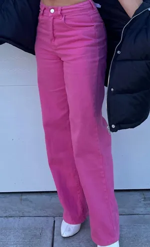 SheIn pink straight leg jeans thumbnail 5