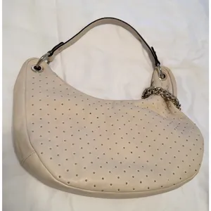 INC INTERNATIONAL CONCEPTS Ivory Studded‎ hobo shoulder bag gold chain crescent thumbnail 1