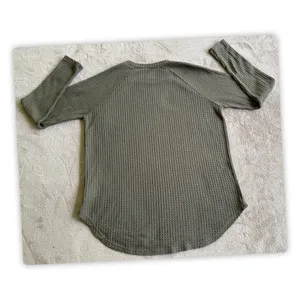 American Eagle Olive Green Waffle Knit Thermal Top Long Sleeve Women's XS thumbnail 4