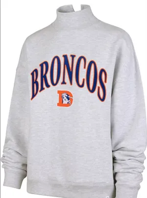 47 Brand Broncos Logo High-Neck Women’s Sweatshirt - Light Gray thumbnail 1