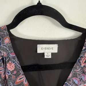 Evereve Olympia Black Purple Floral Dress Long Sleeve Ruffle Boho Womens Small thumbnail 4