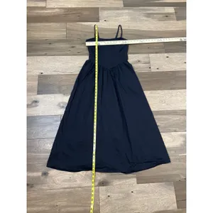 Thirty Thirty Pleated Spaghetti Strap Maxi Dress M Black Cotton thumbnail 6