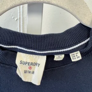 Superdry Ribbed Graphic Embroidered Script Logo Baby Tee Crop Top US 6 Navy thumbnail 5