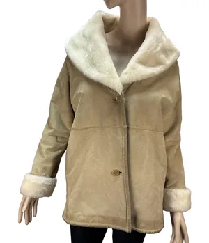 Marvin Richards Vintage Tan Suede Coat Size S Faux Shearling Lined‎ Western Boho thumbnail 1
