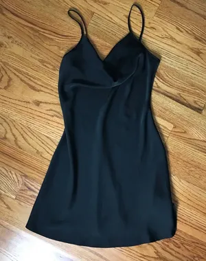 SheIn Black Mini Satin Dress NWT thumbnail 1