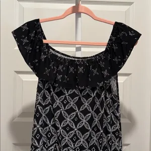 White House Black Market Dress M Black‎ White Off Shoulder Geometric thumbnail 3