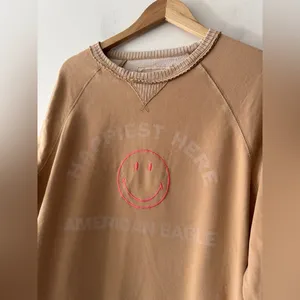 American Eagle Brown Funday‎ Graphic Raglan-Sleeve Sweatshirt thumbnail 4