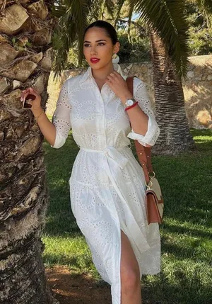 ZARA white lace long sleeve maxi dress with waist belt boho summer vacation thumbnail 4