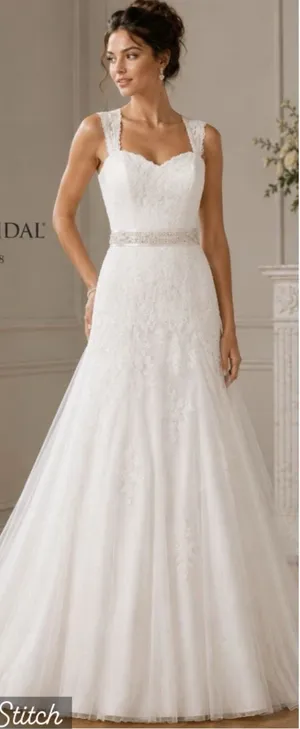 Gorgeous David’s Bridal Queen Anne Lace Overlay Wedding Gown thumbnail 1