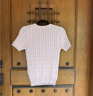 Polo by Ralph Lauren Lavender Cable Knit Short-Sleeve Sweater Size XS thumbnail 5