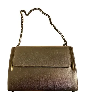 Vintage Gold Metallic Evening Clutch Bag Women Gold‎ Chain Strap Structured thumbnail 1
