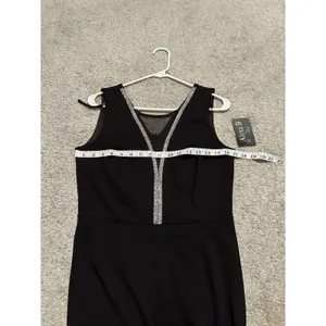 ALEXA B Nite Women's‎ Jumpsuit Sz 8 Sleeveless V Neck Jeweled Sequin Mesh Black thumbnail 4