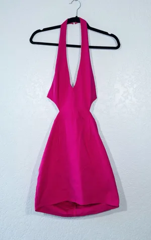 New By The Way. Revolve Hot Pink Sovoy Mini Halter Dress Size Small thumbnail 1