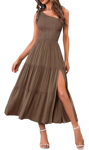 NWT Merokeety One-Shoulder Smocked Midi Dress | Feminine Summer Dress thumbnail 1