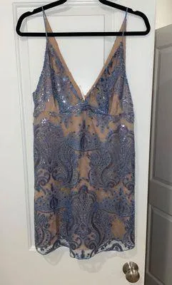 Free People Sequin Blue Dress thumbnail 1