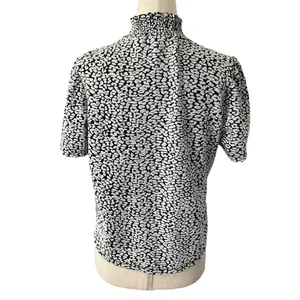 Zara Black & White High Neck Shirt Women Top Size Large | 7-1 thumbnail 2