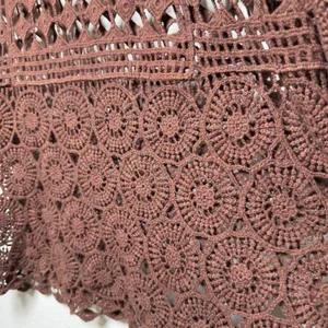 Women Chocolate Brown Crochet Knit Top Medium Boho Festival Indie Grunge‎ Goblin thumbnail 4