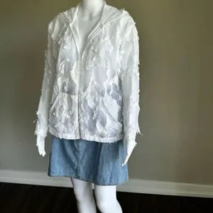 Flawed Y2K White Sheer Deconstructed Hoodie Long Sleeve Top thumbnail 12