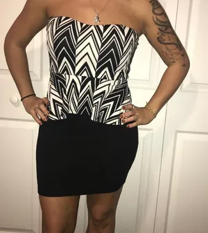 Black and White Womens Small Tube Top Strapless Sleeveless‎ Dress Fit & Flare thumbnail 1