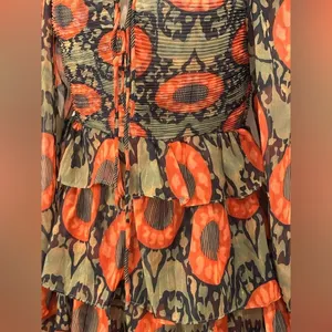 NWT Beulah Style Naiya Floral Dress XS Green Garden Party Fall Ruffle Wedding thumbnail 6