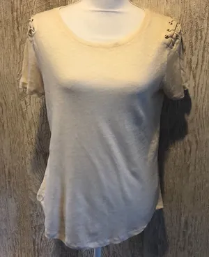 Generation Love Cream Linen Top with Lace-Up Detail on Shoulders and Back Medium thumbnail 1