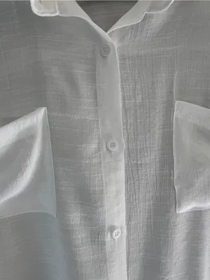 BSUBSEACH White Sheer Button Down Long Sleeve Swimsuit Beach Cover Up One Size thumbnail 9