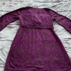 Boden purple black floral geometric print V-neck shift mini dress, size 6 preppy thumbnail 14