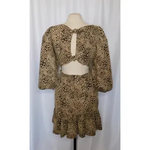 Anthropologie MAEVE Knit Cut-Out Mini Dress Leopard Animal Print Size Party 12 thumbnail 8