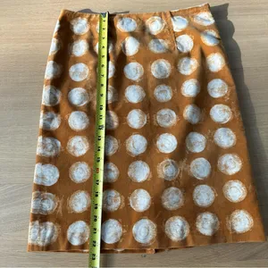 MAEVE Anthropologie Corded Dots Pencil Skirt Copper/Gold Velvet Circles Sz 4 thumbnail 10