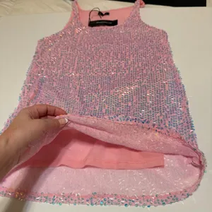 Dolls Kill Club Exx Celestial Gaze sequinned Festival mini dress, pink, M, NWT thumbnail 9