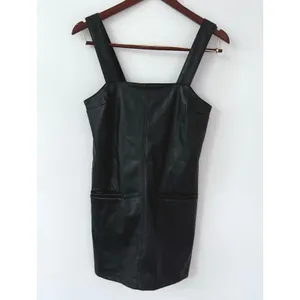 Abercrombie & Fitch Women's Black Faux Leather Sleeveless Shift Mini Dress Sz XS thumbnail 3