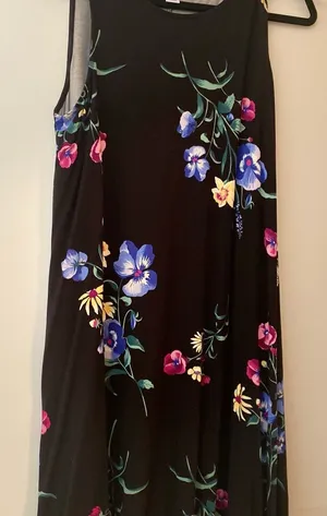 NWT Old Navy Black Floral Women Sleeveless Dress Sz L thumbnail 1