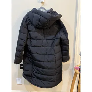 DKNY Women's Bibbed Hooded Puffer Coat Black Size XXL Long thumbnail 6