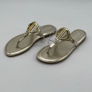 NWOT DKNY Flat Sandals Women's Size 6 Metallic Gold Flip Flop Thong New Slip‎ On thumbnail 3
